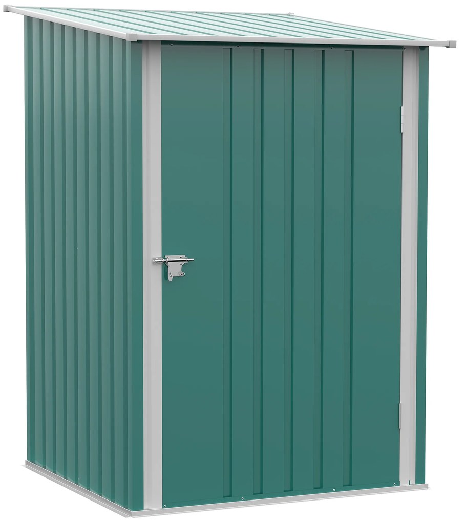 Outsunny Abrigo de Jardim de Aço Galvanizado com Porta Fechadura e Teto Inclinado 0,92 m² 100x103x160cm Verde