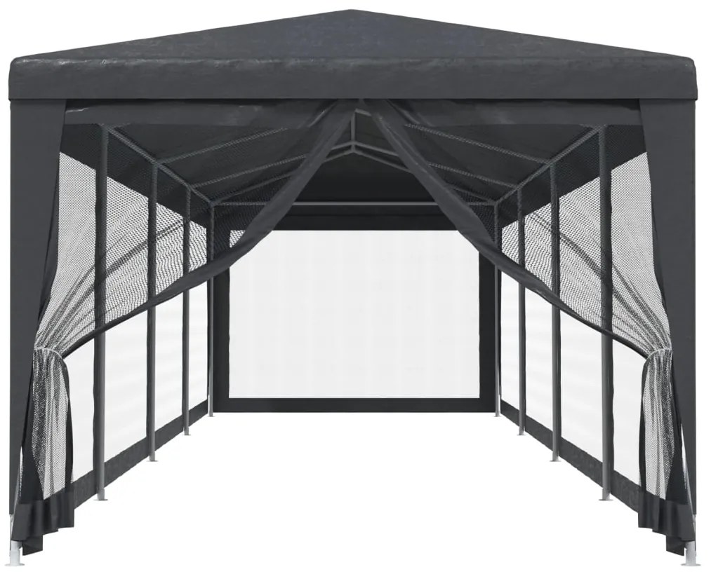 Tenda festas c/ 10 paredes laterais rede 3x12 m PEAD antracite