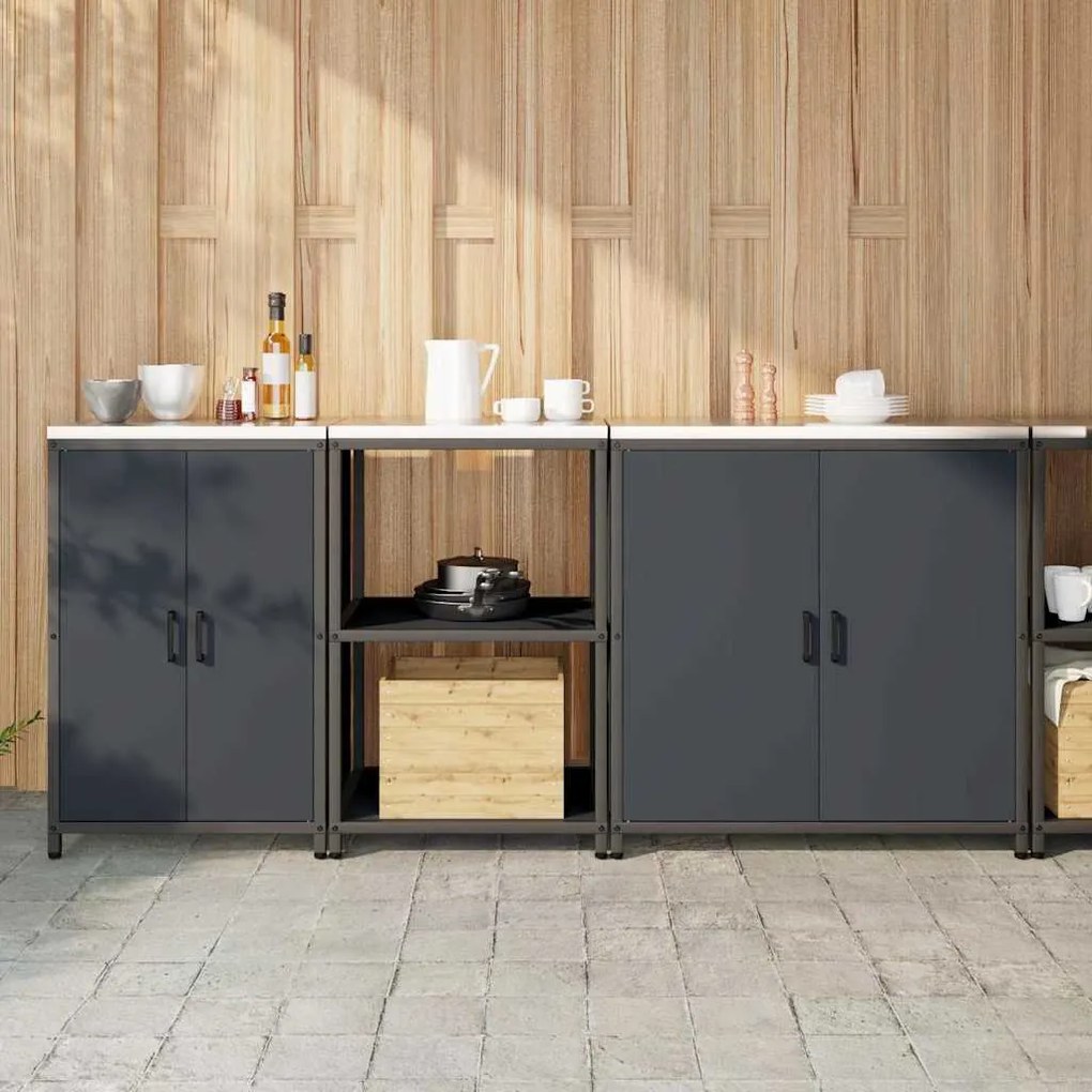 vidaXL Conjunto de Armazenamento de Cozinha com porta 3 pcs Antracite