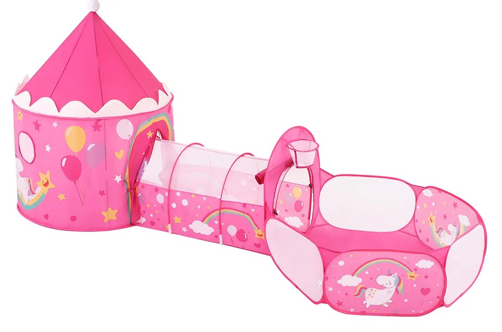 Tenda de brincar 3 em 1 para crianças Cor-de-rosa