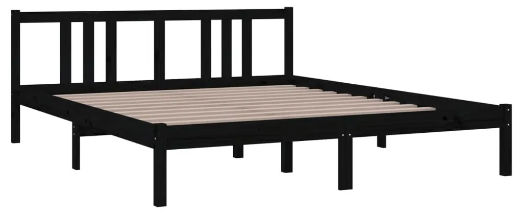Estrutura de cama 160x200 cm madeira maciça preto