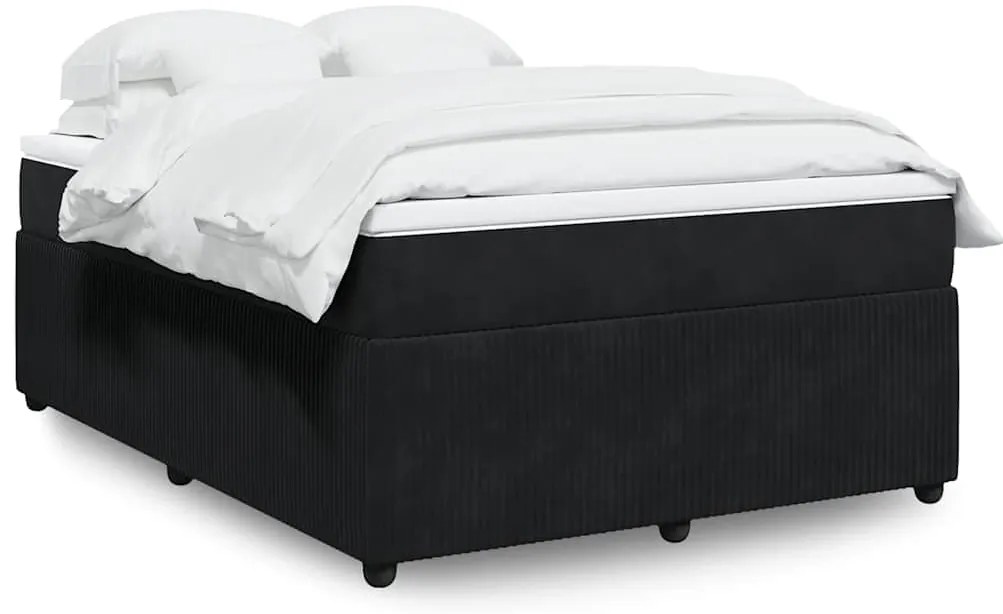 vidaXL Cama com molas/colchão 140x190 cm veludo preto