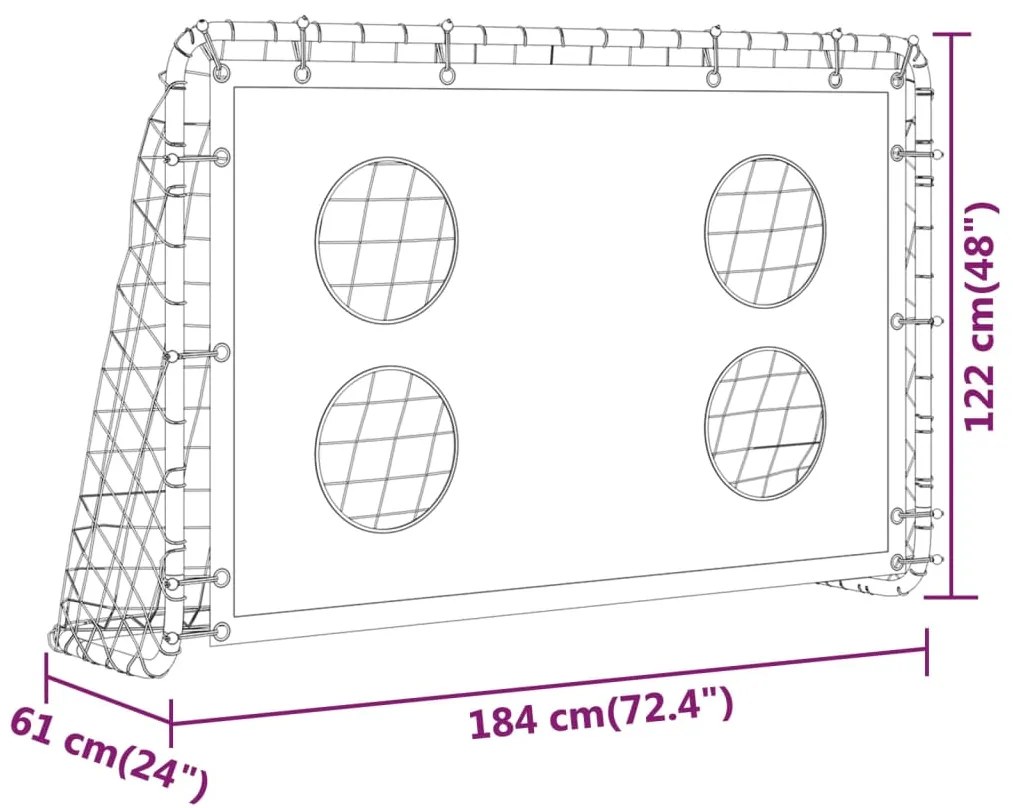 Baliza de treino para futebol com rede 184x61x122 cm aço