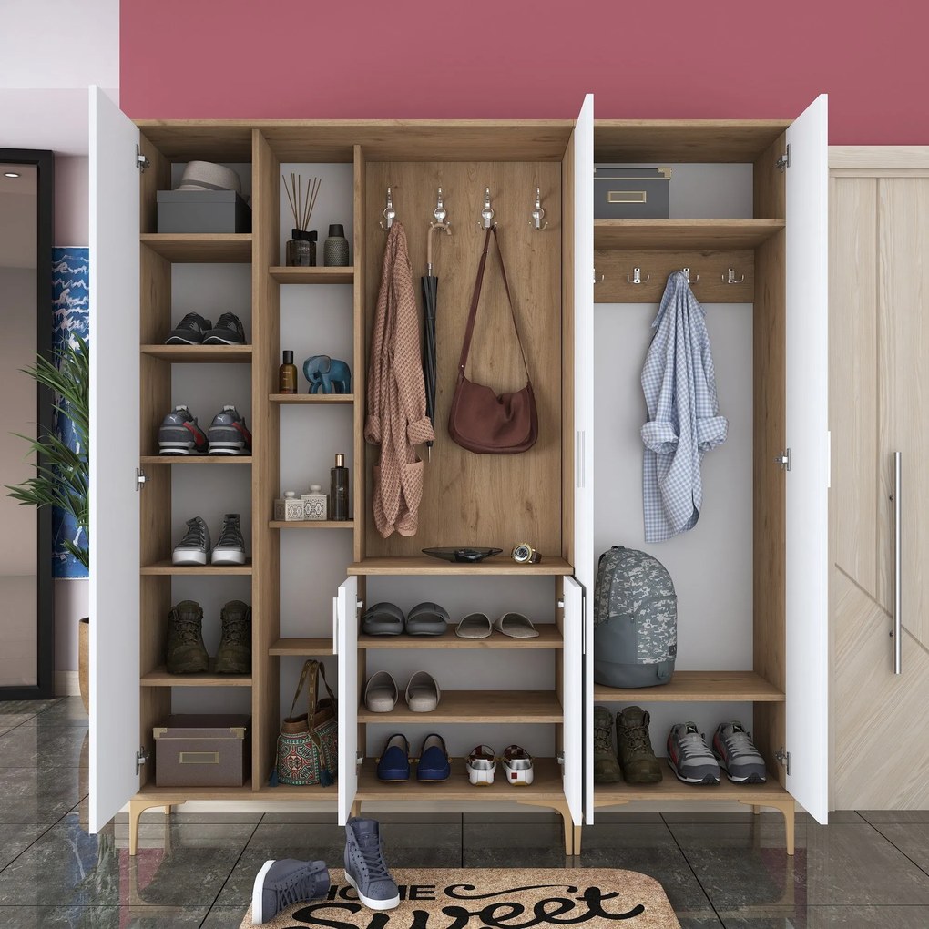 Hall Stand EA129 – Walnut White – 180 x 198,6 x 37,5 cm