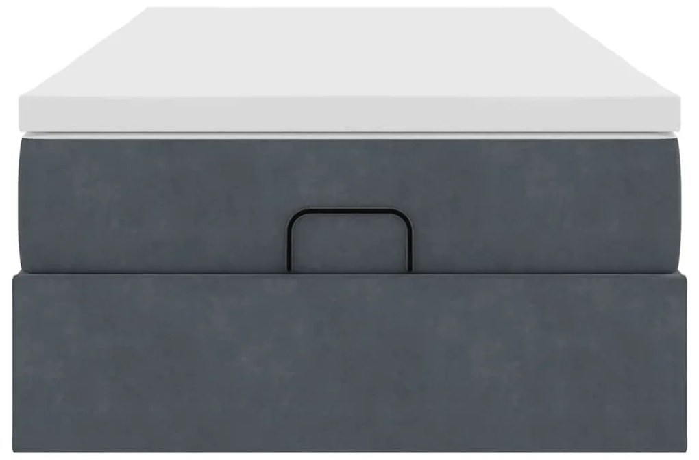 Estrutura cama otomana colchão 90x190 cm veludo cinzento escuro