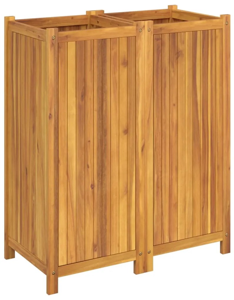 Vaso/floreira de jardim com forro 84x42x100 cm acácia maciça