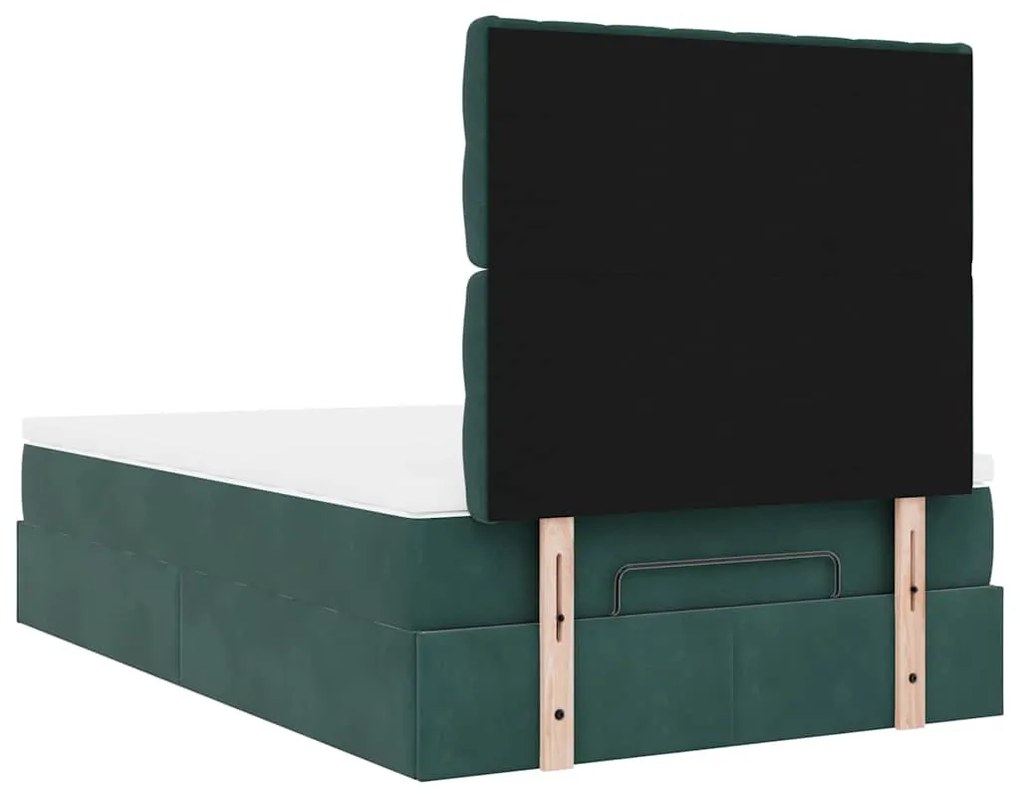 Estrutura de cama otomana com colchões verde escuro veludo