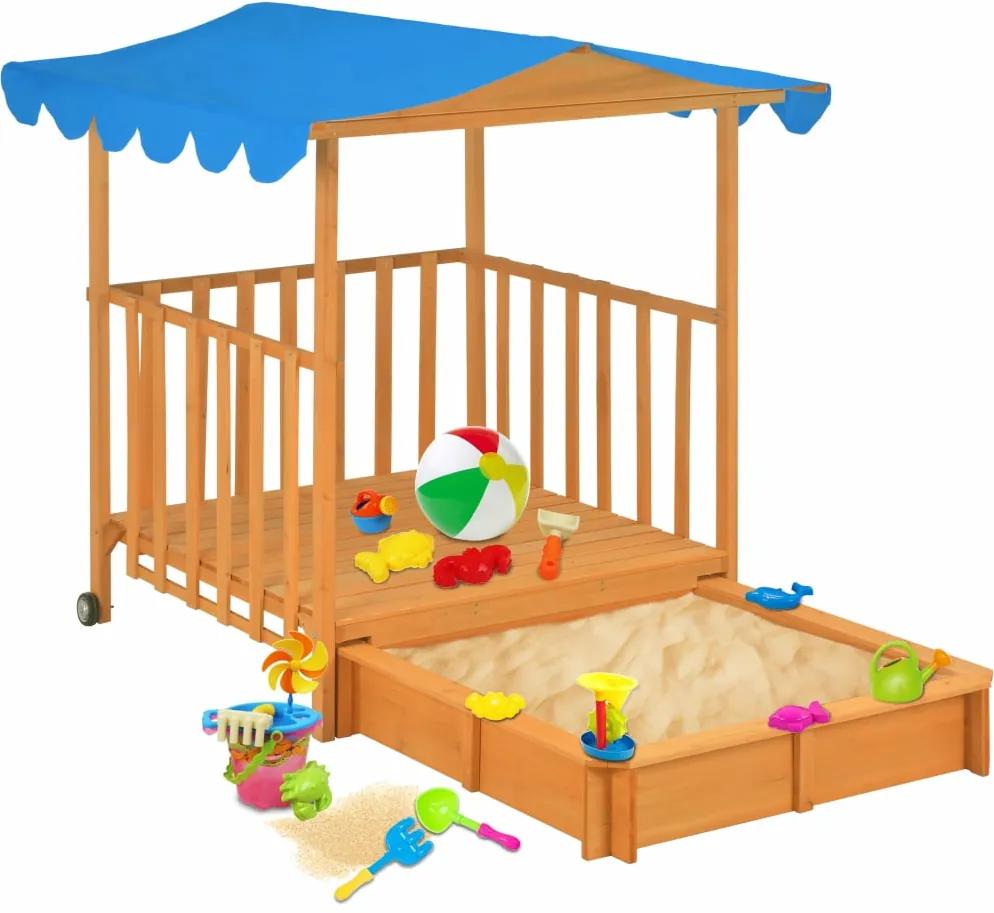 Casa de brincar infantil c/ caixa areia madeira abeto azul UV50
