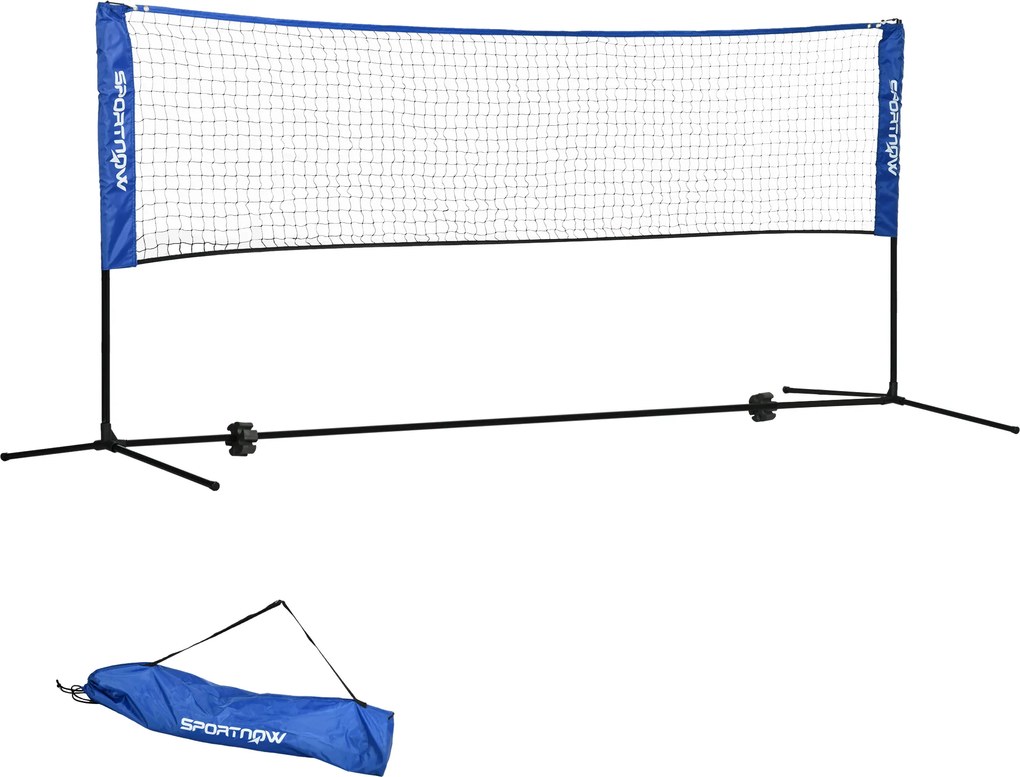 SPORTNOW Rede de Badminton Rede Portátil Altura Ajustável 107-155 cm com Bolsa de Transporte Estrutura Metálica Preto e Azul | Aosom Portugal
