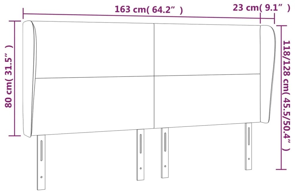 Cabeceira cama c/ abas couro artificial 163x23x118/128cm branco