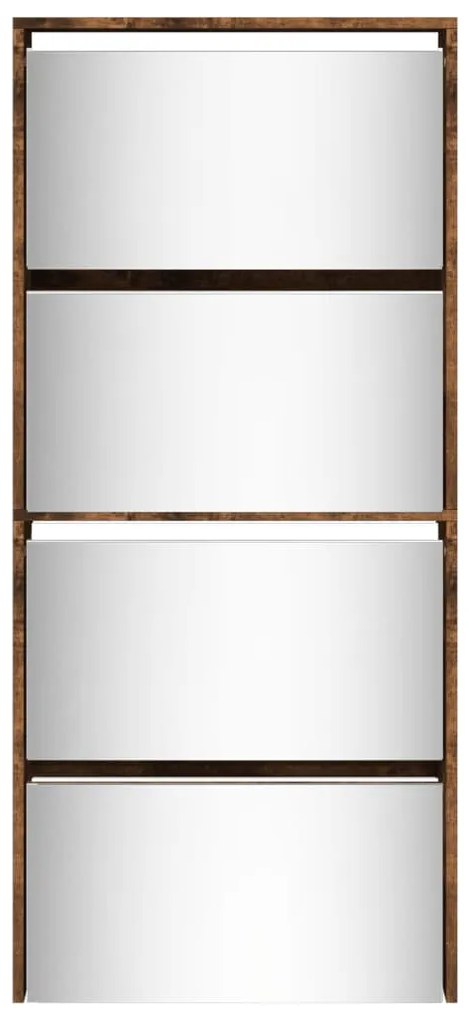 Sapateira com espelho 4 divisórias 63x17x134 cm carvalho fumado