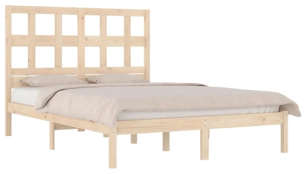 Estrutura de cama dupla pequena 4FT 120x190 cm pinho maciço