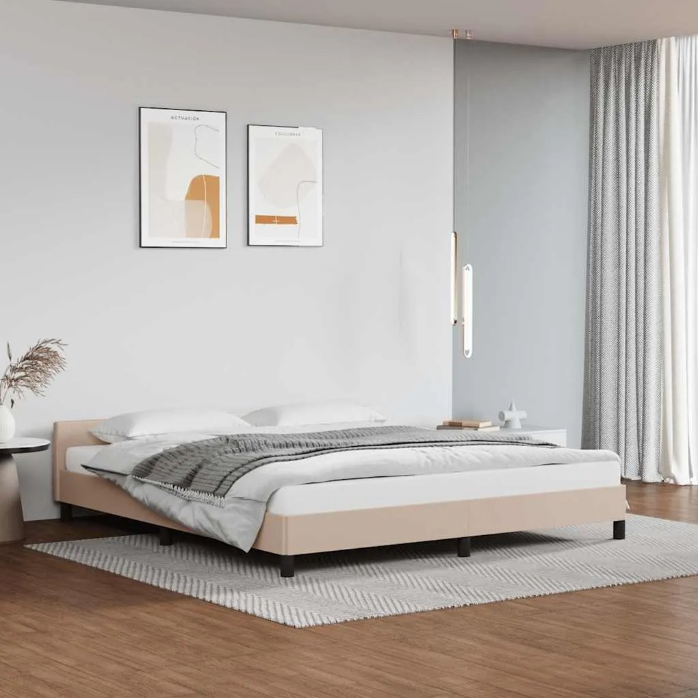 Estrutura cama c/ cabeceira sem colchão 160x200 cm cappuccino