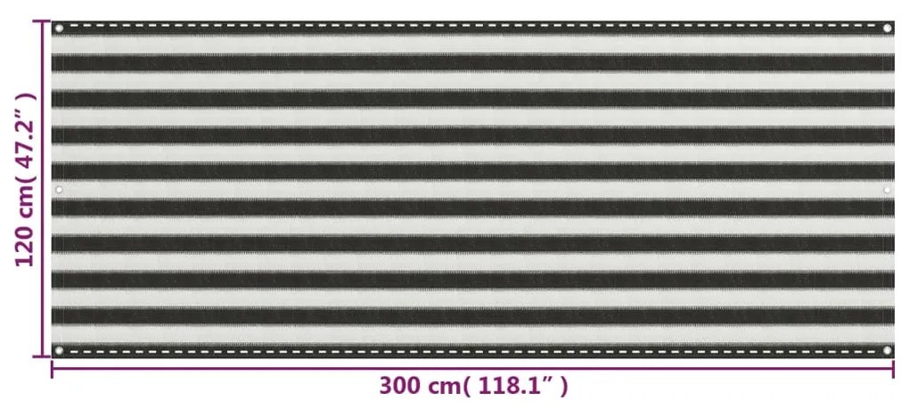 Tela varanda PEAD 120x300 cm antracite e branco