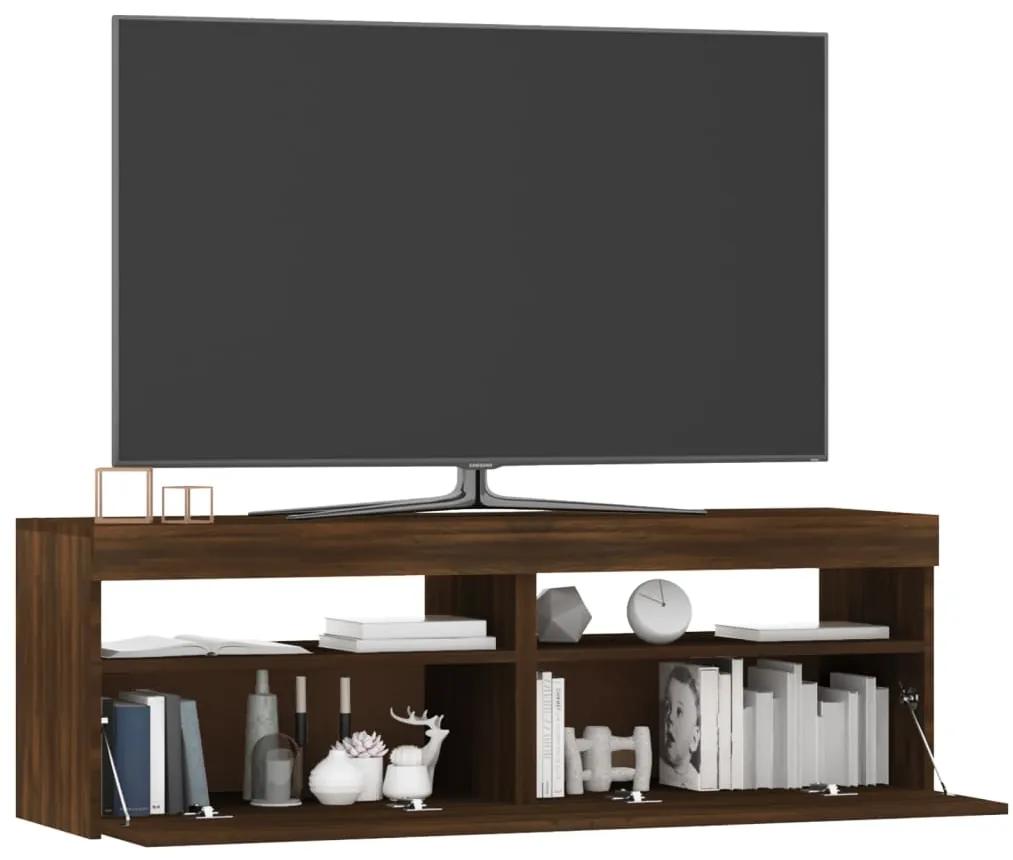 Móvel de TV com luzes LED 120x35x40 cm cor carvalho castanho
