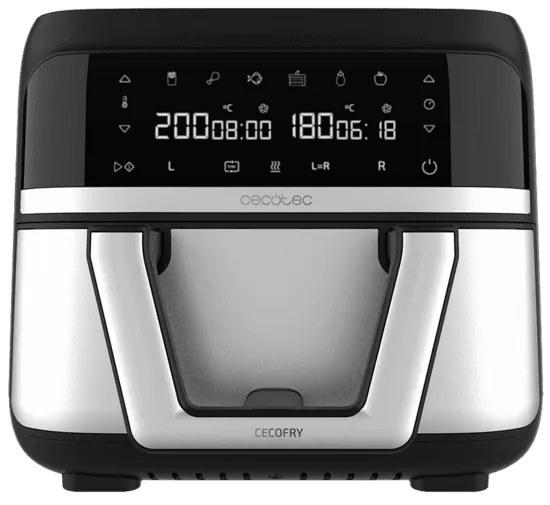 Fritadeira sem óleo Cecotec com capacidade de 9 L Cecofry Dual 9000 Airfryer dietética digital e compacta, com dupla temperatura, tecnologia PerfectCo