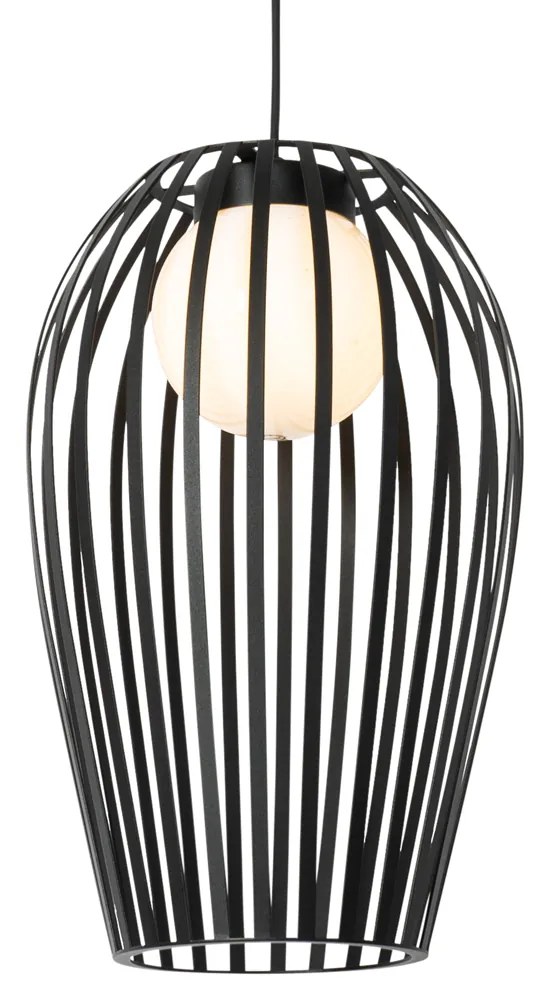 Candeeiro de suspensão design preto com opalino - Angela Design