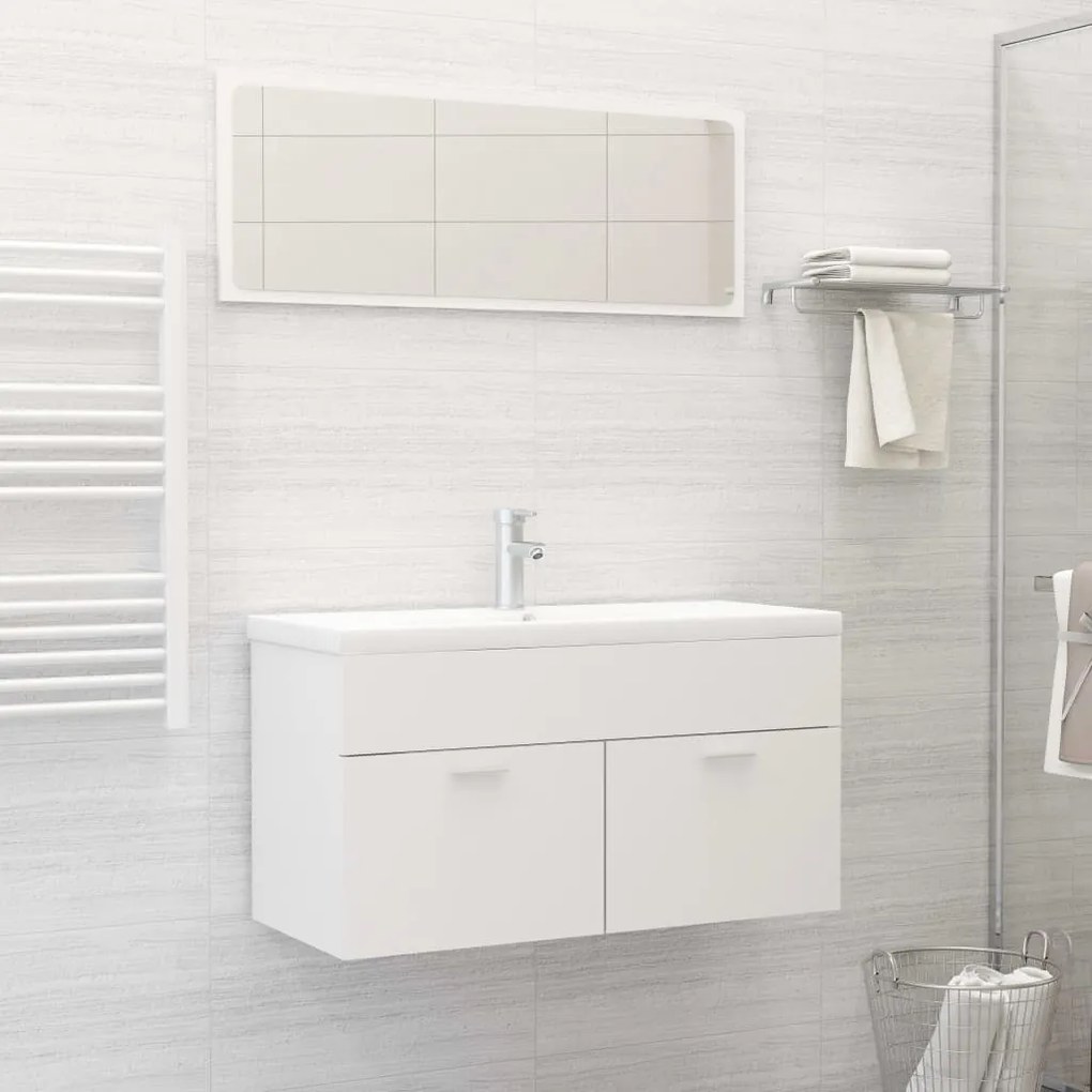 804800 vidaXL 2 pcs conjunto de móveis de casa de banho contraplacado branco