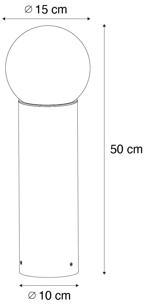 Candeeiro de pé exterior preto com vidro opalino 50 cm IP44 - Huma Moderno