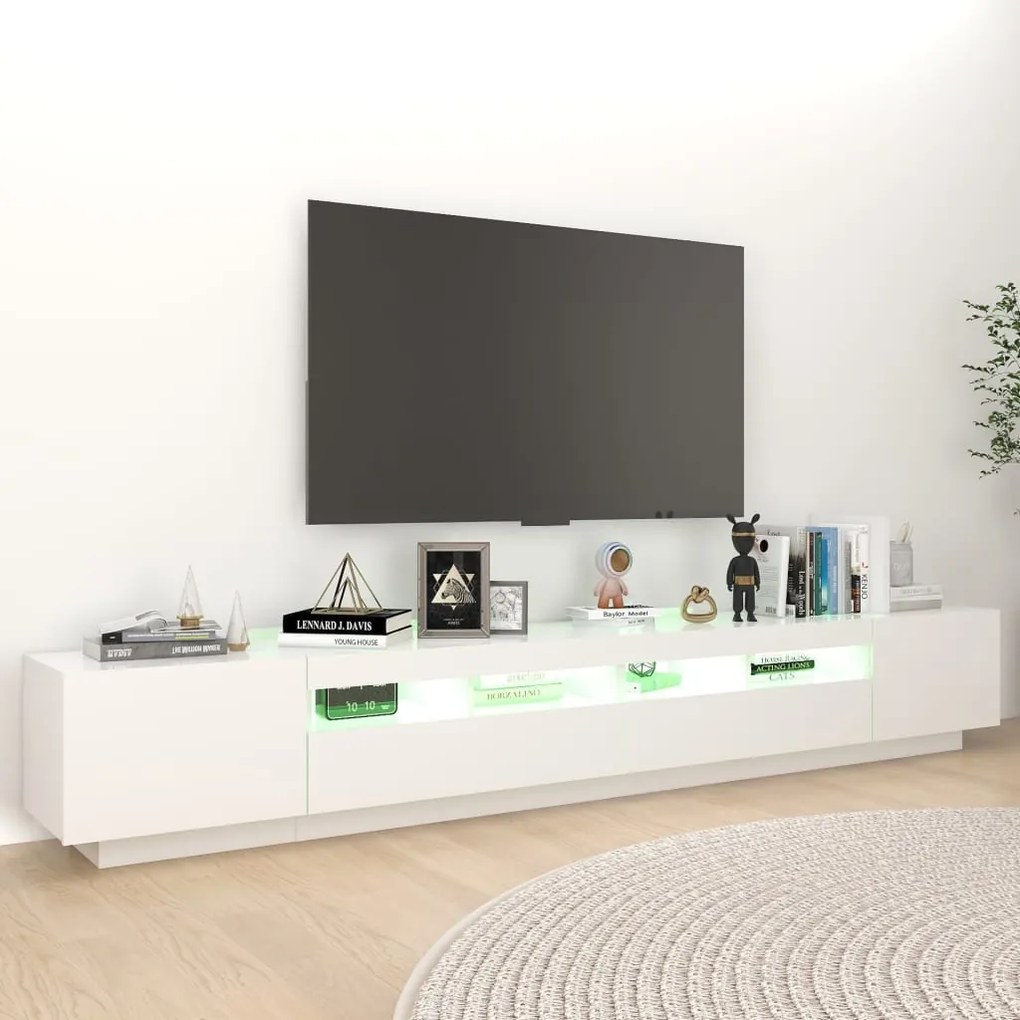 Móvel de TV Giancarlo com Luzes LED de 260cm - Branco - Design Moderno