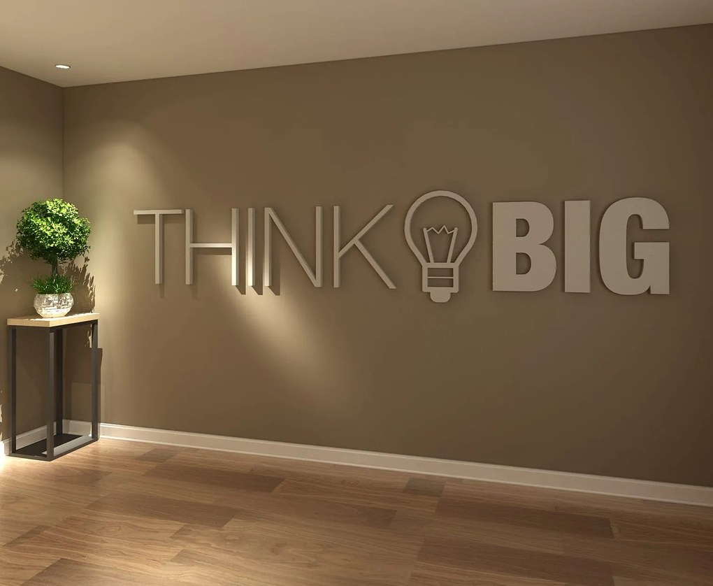 Think Big 3D Decoração de Escritório (Tamanho: 250 x 48.38 cm, Cor PVC: Cinzento, Espessura PVC: 5 mm)