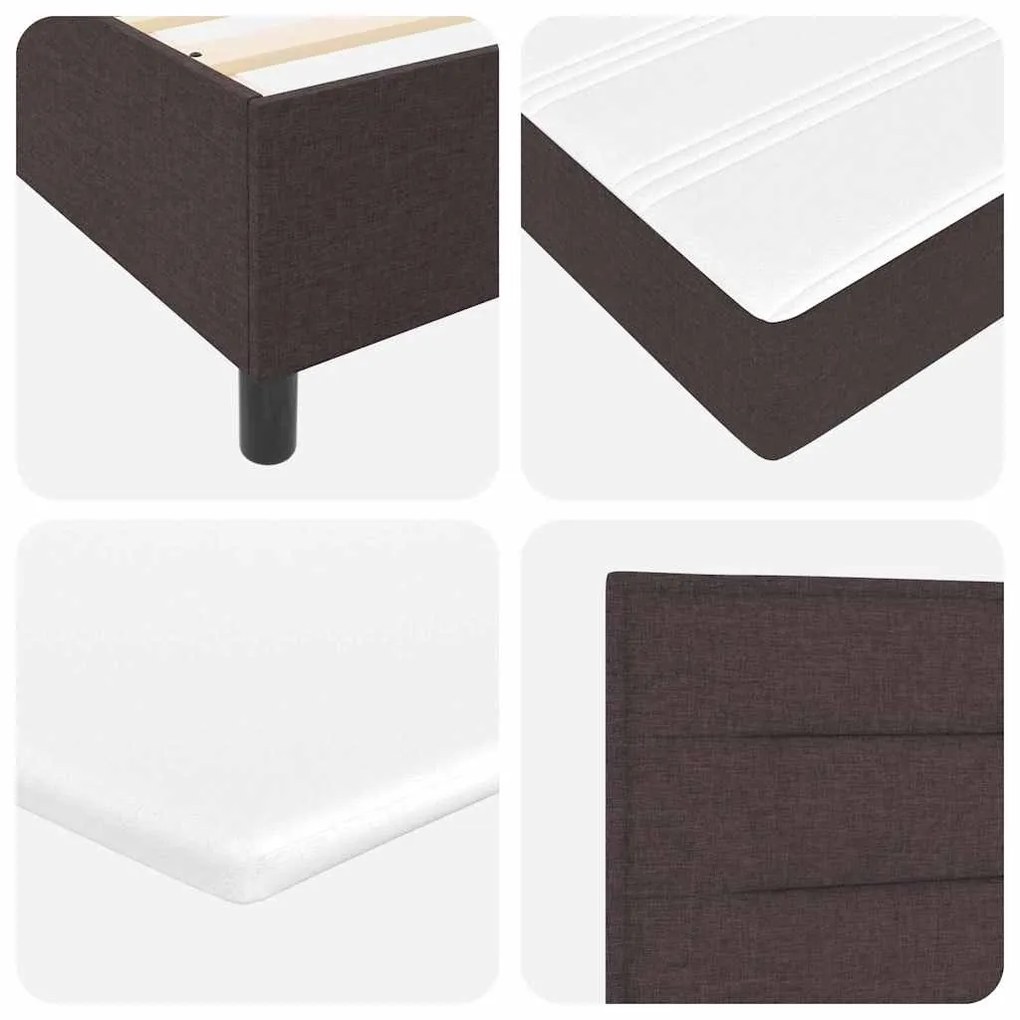 Cama Box com Colchão e LED Marron Escuro 140x200 cm Tecido