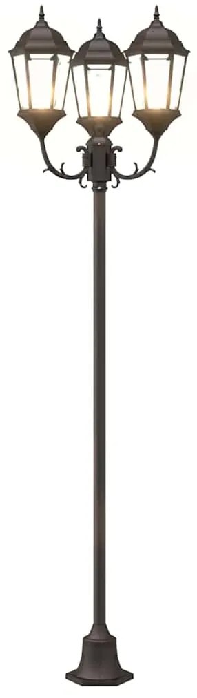 Poste de Luz de Jardim vidaXL 3-Lâmpadas E27 Bronze 220 cm Alumínio