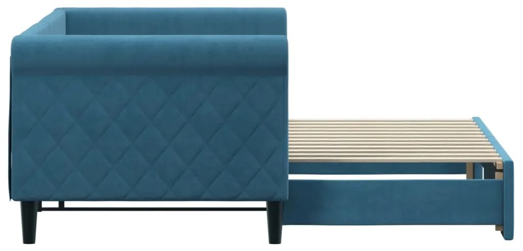 Sofá-cama com gavetão 80x200 cm veludo azul