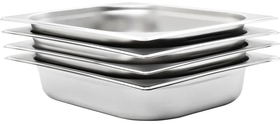 vidaXL Recipientes gastronorm 4 pcs GN 1/2 65 mm aço inoxidável