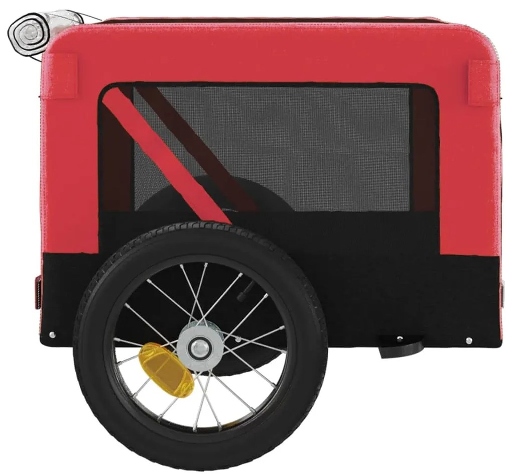 Reboque bicicleta p/ animais tecido oxford/ferro vermelho/preto