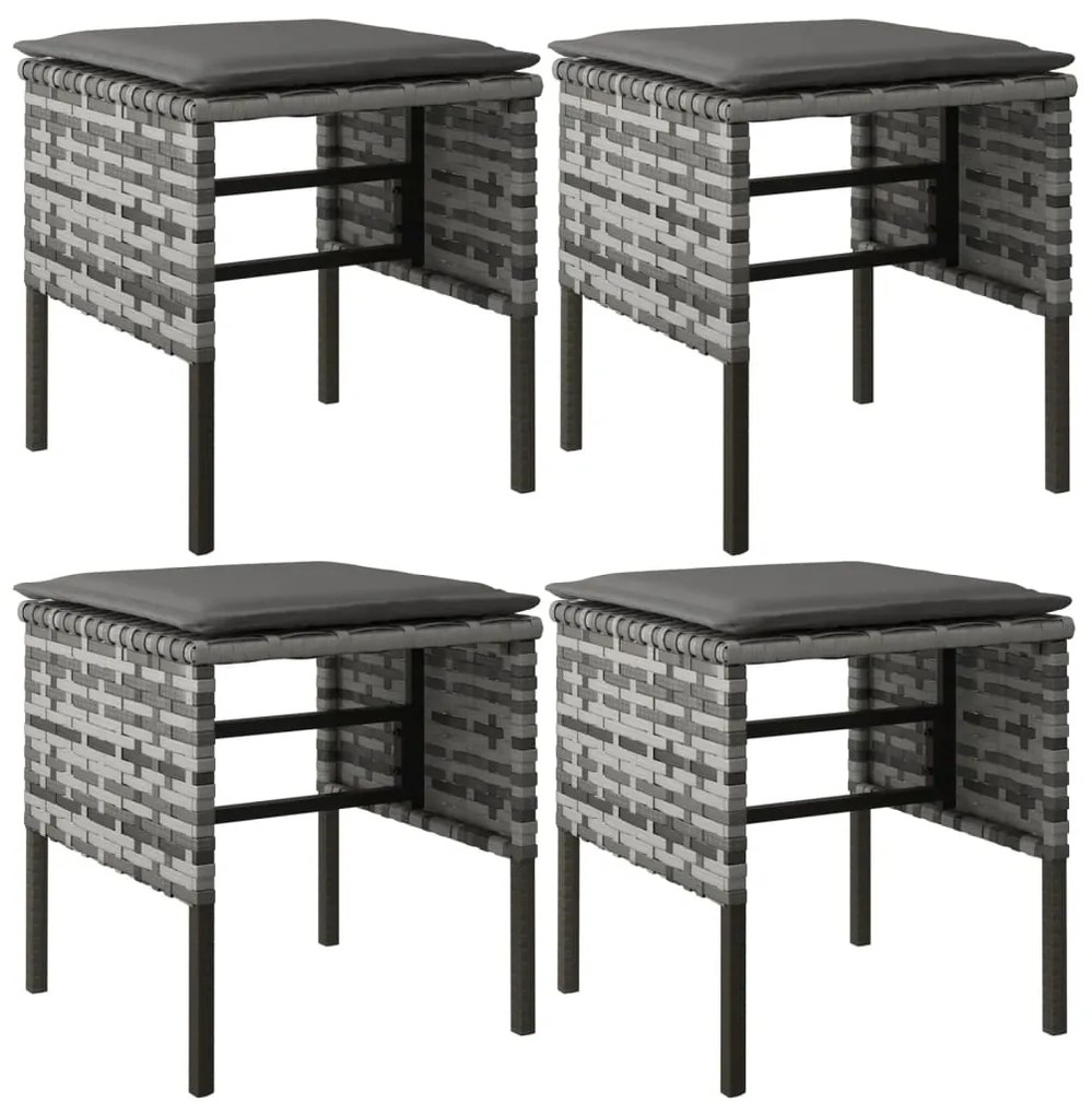 6 pcs conjunto de jantar p/ jardim c/ almofadões vime PE cinza