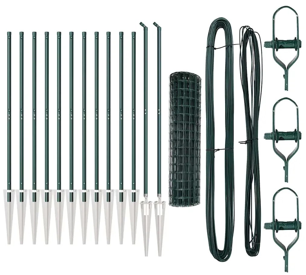 Cerca Euro com 13 Postes de Ancoragem 1.2x25m Aço Galvanizado Verde