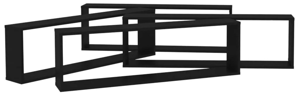Prateleiras parede forma de cubo 4pcs derivados madeira preto