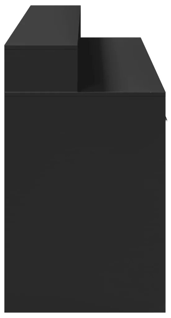 Secretária c/ luzes LED 160x55x91 cm derivados de madeira preto