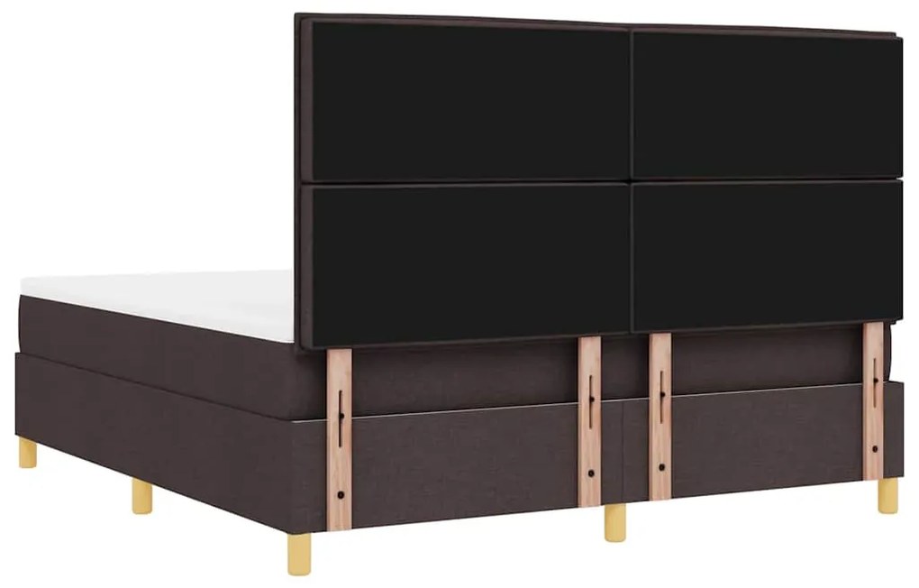 Cama Box Spring com Colchão e LED Castanho Escuro 180x200 cm Tecido