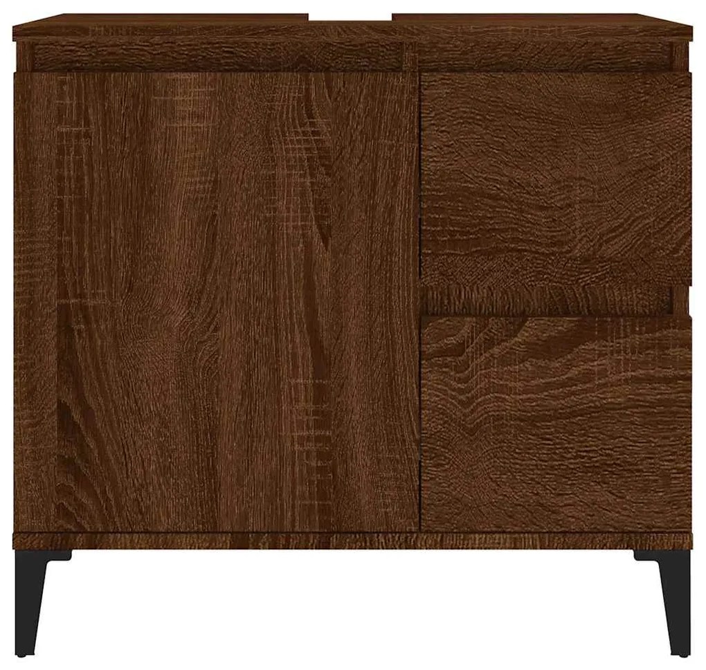 Armário casa de banho 65x33x60 cm madeira carvalho castanho