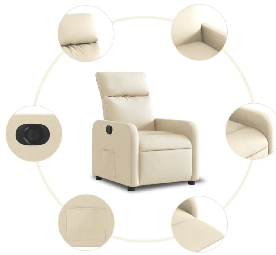 Poltrona reclinável elétrica tecido cor creme