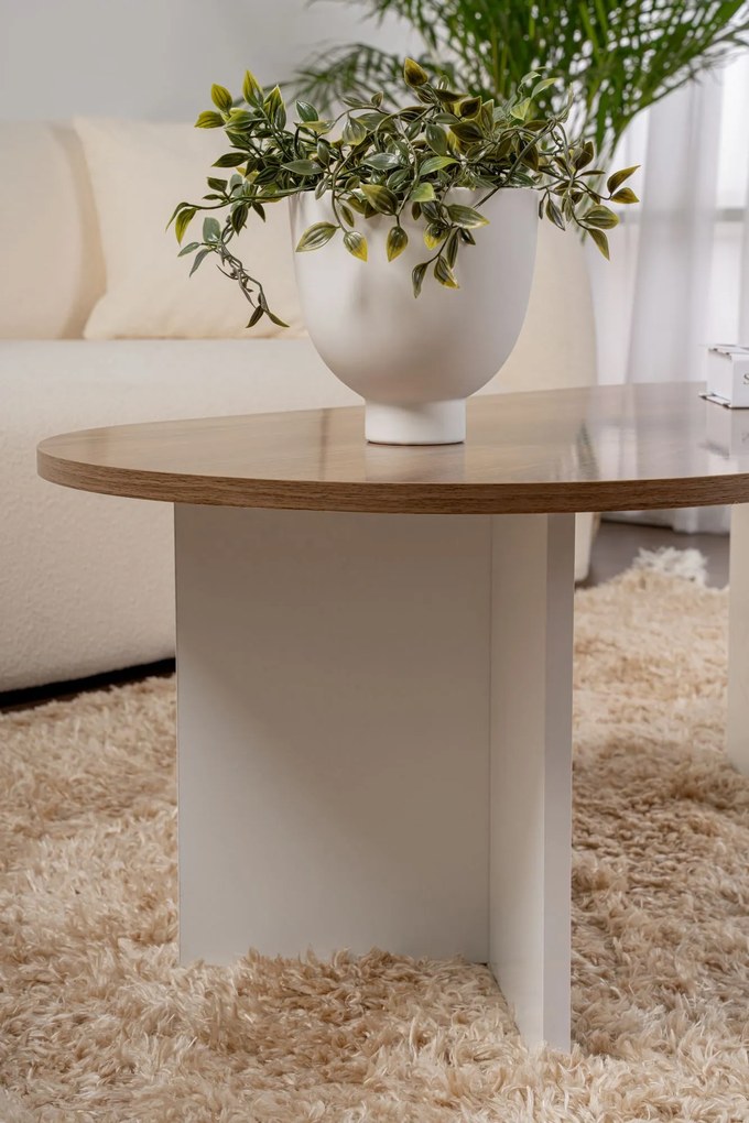 Mesa de Centro Sable – Walnut e Branco – 119x40x60 cm