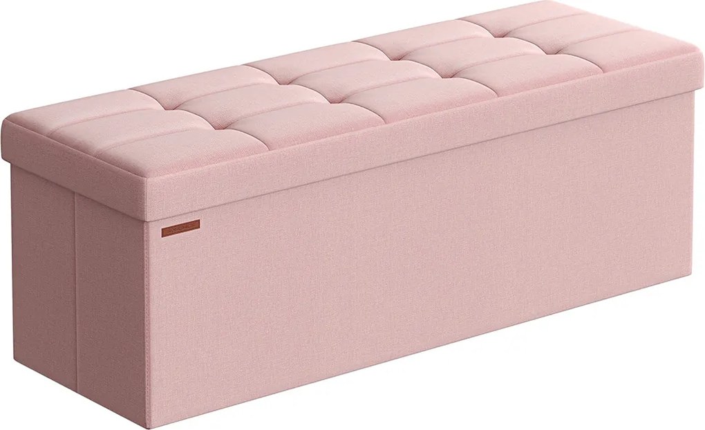Banco com espaço de arrumação 38 x 110 x 38 cm cor-de-rosa pastel