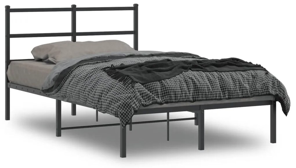 Estrutura de cama com cabeceira 120x190 cm metal preto