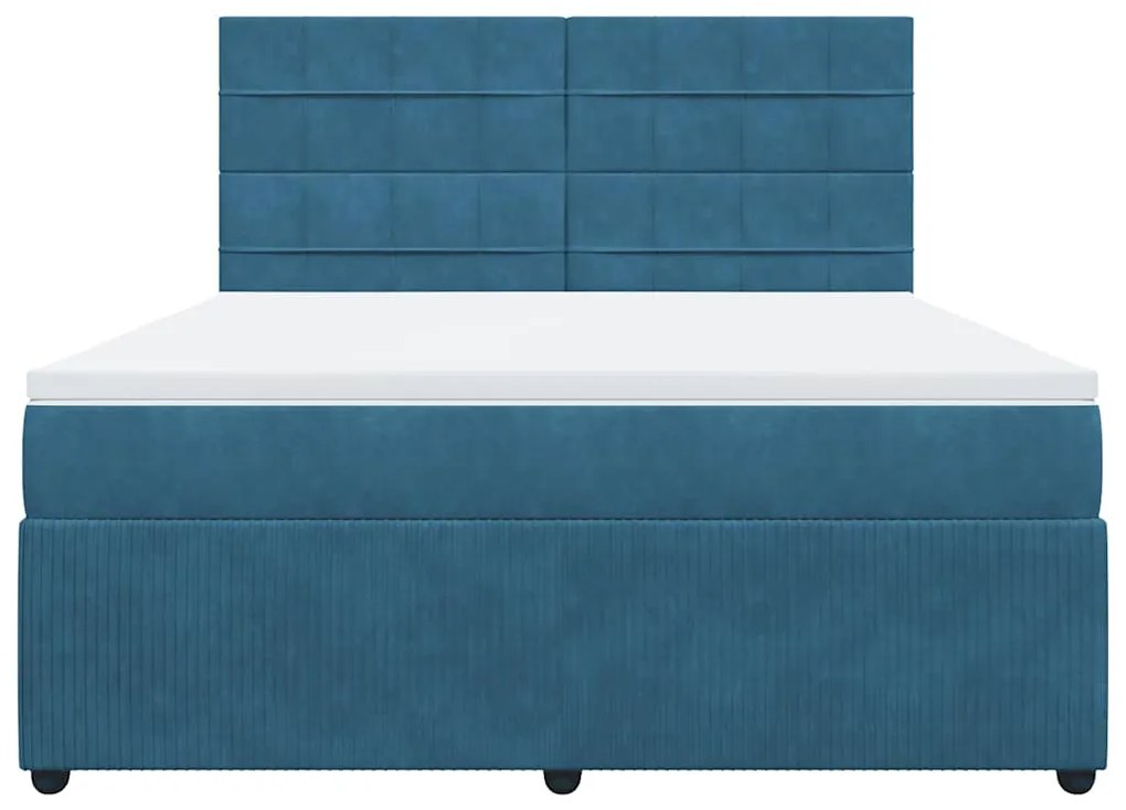 Cama com molas/colchão 180x200 cm veludo azul-escuro