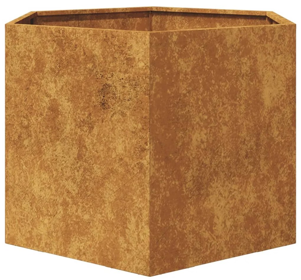 Vaso/floreira de jardim hexagonal 69x60x45 cm aço corten