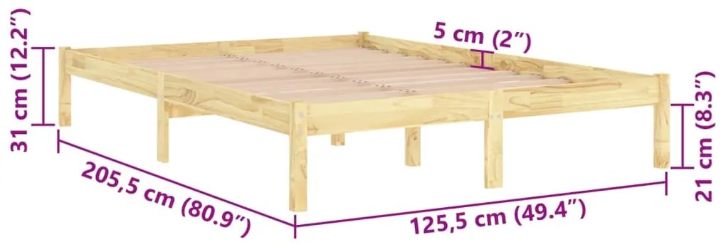 Estrutura de cama 120x200 cm madeira de pinho maciça