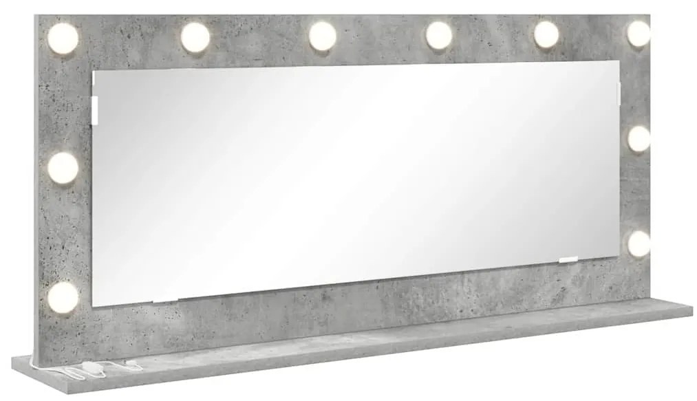 Espelho de Maquilhagem com Luzes LED Cinza Concreto 100x45x18 cm