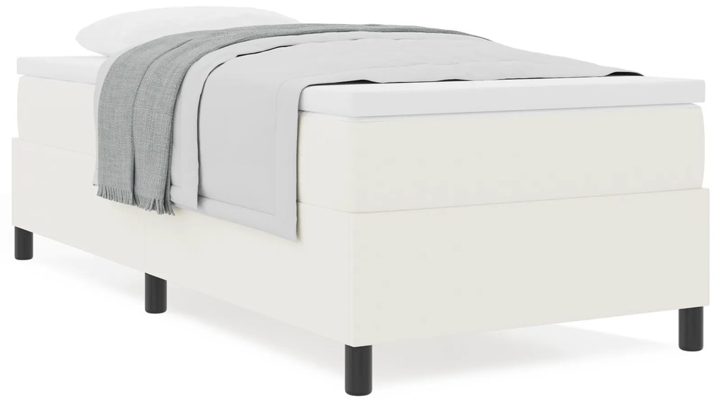 Cama Box Spring com Colchão Creme 100x200 cm Tecido de Corduroy