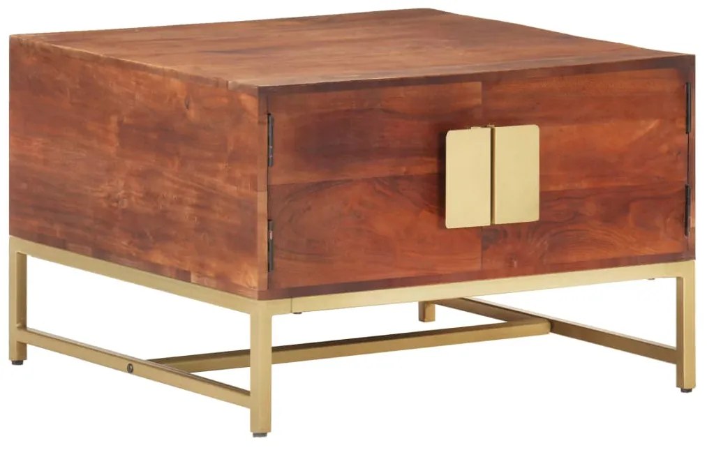 Mesa de centro 67x67x45cm madeira de acácia maciça castanho mel