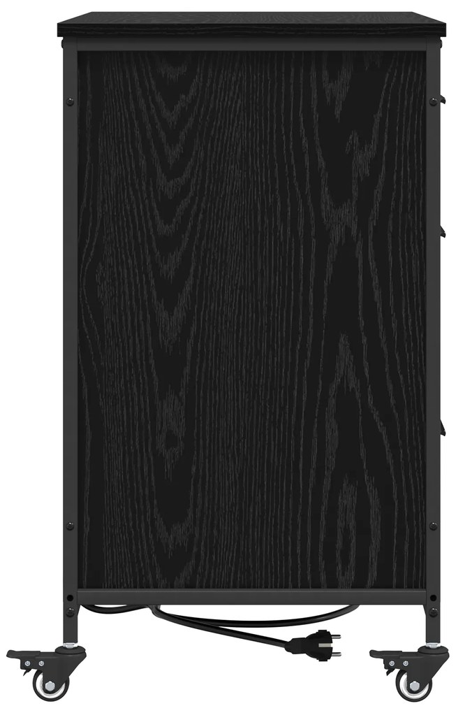 Armário de Escritório com roda Carvalho preto 76 x 41 x 72 cm