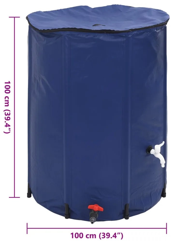 Depósito de água dobrável com torneira 750 L PVC