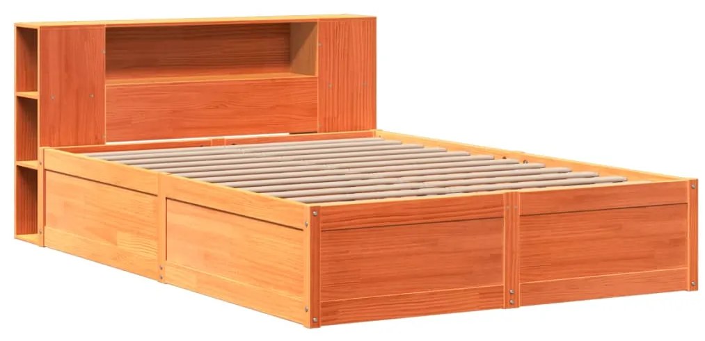 Cama sem colchão 140x190 cm pinho maciço castanho-mel