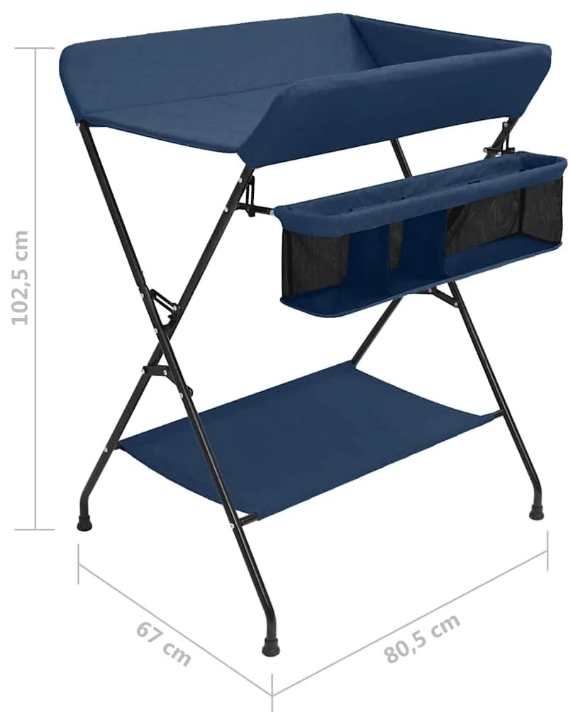 Mesa muda-fraldas ferro azul-marinho
